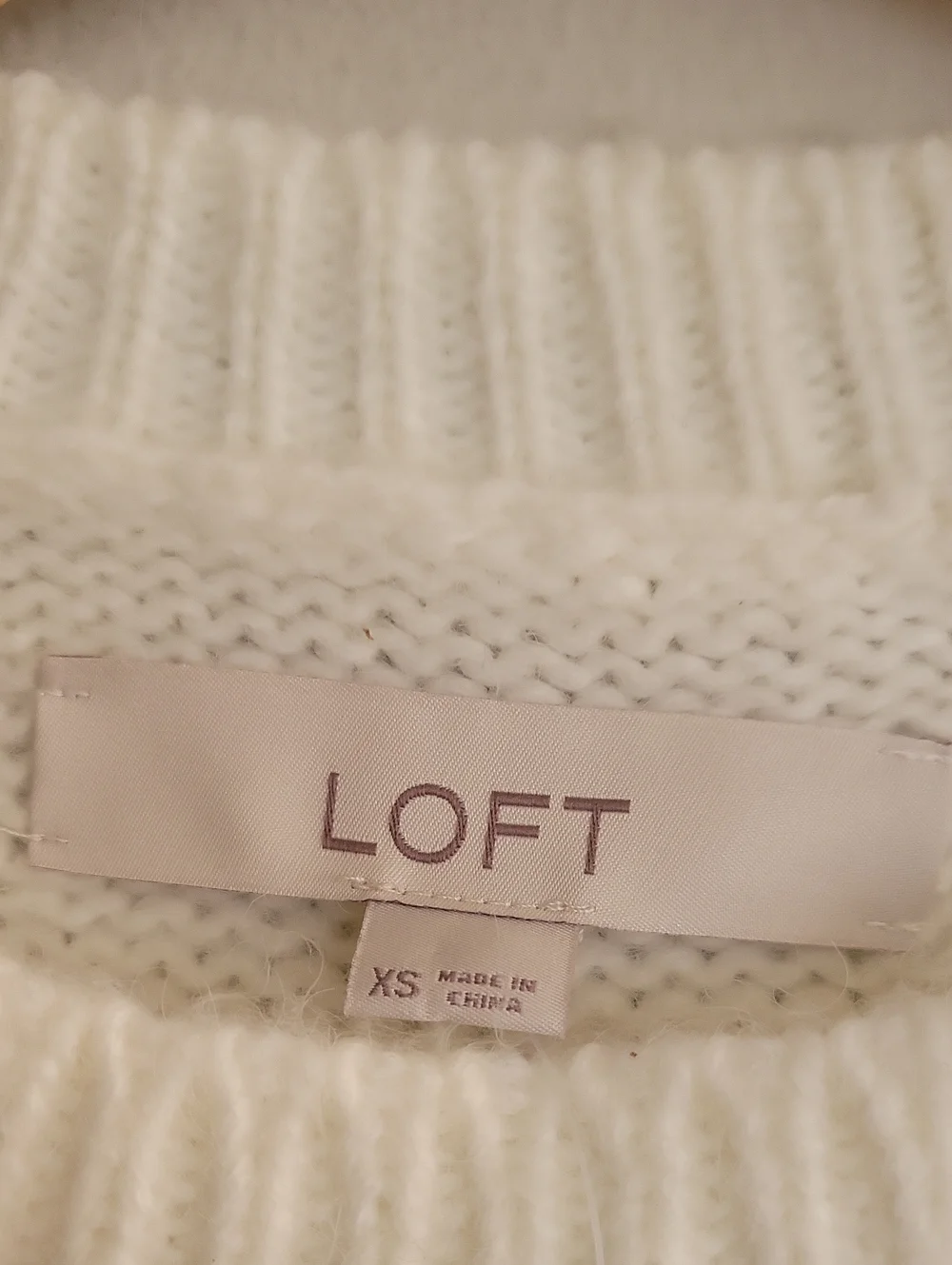 LOFT NWT Cream Crewneck Sweater with Gray Fair Isle Motif Wool Blend Size XS